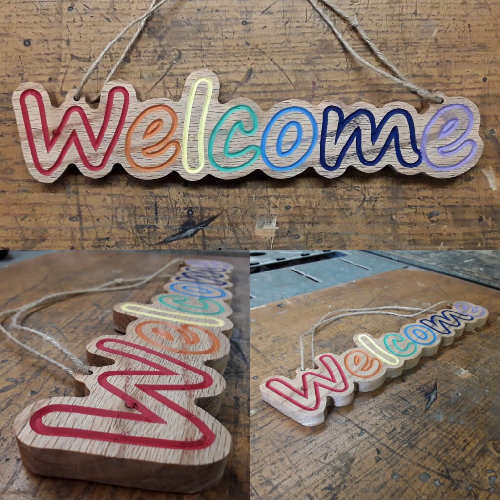 Rainbow Welcome Engraving
